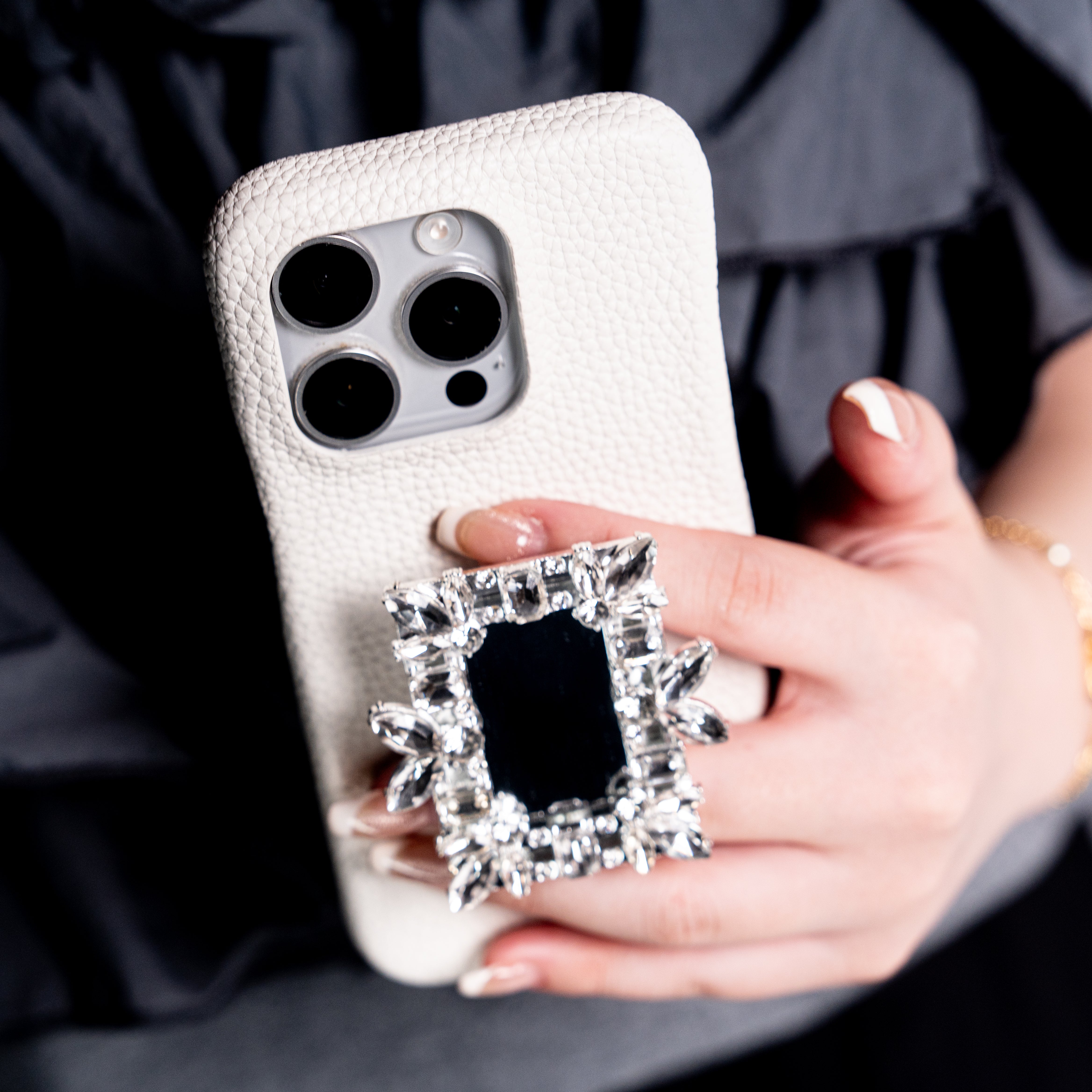 Jeweled Elegance Mirror & Grip iPhone Case