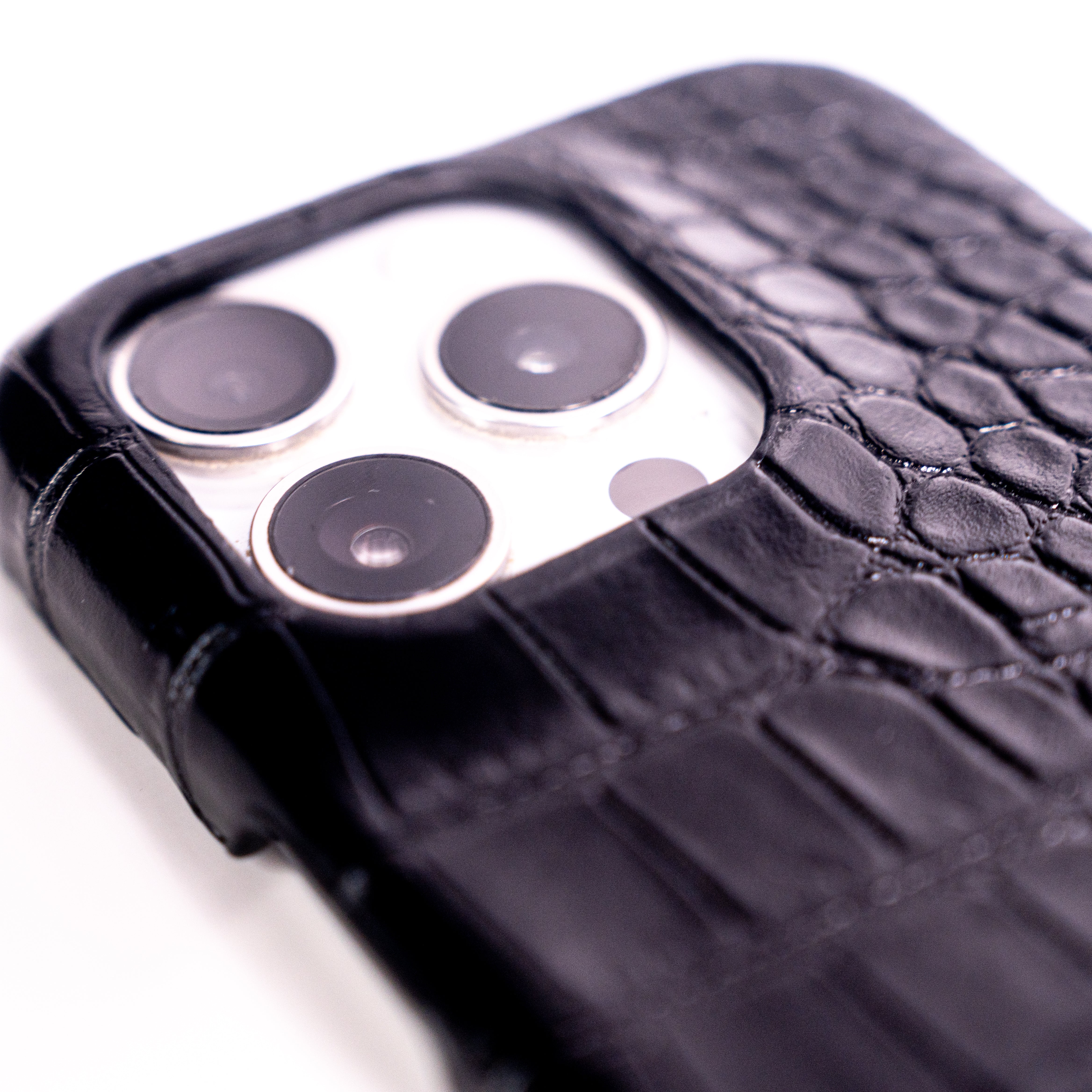 Black Elegant Croc Embossed iphone Case