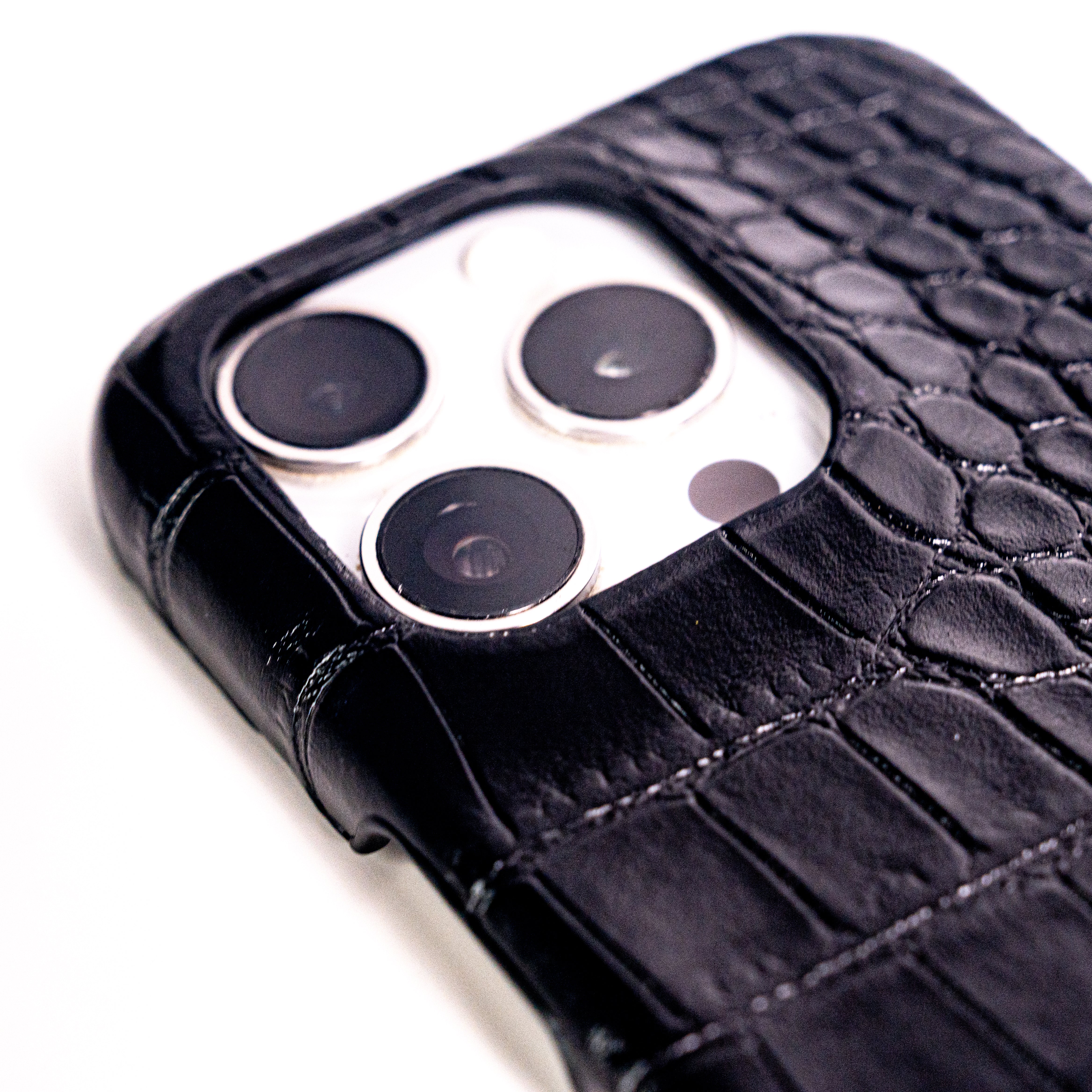 Black Elegant Croc Embossed iphone Case