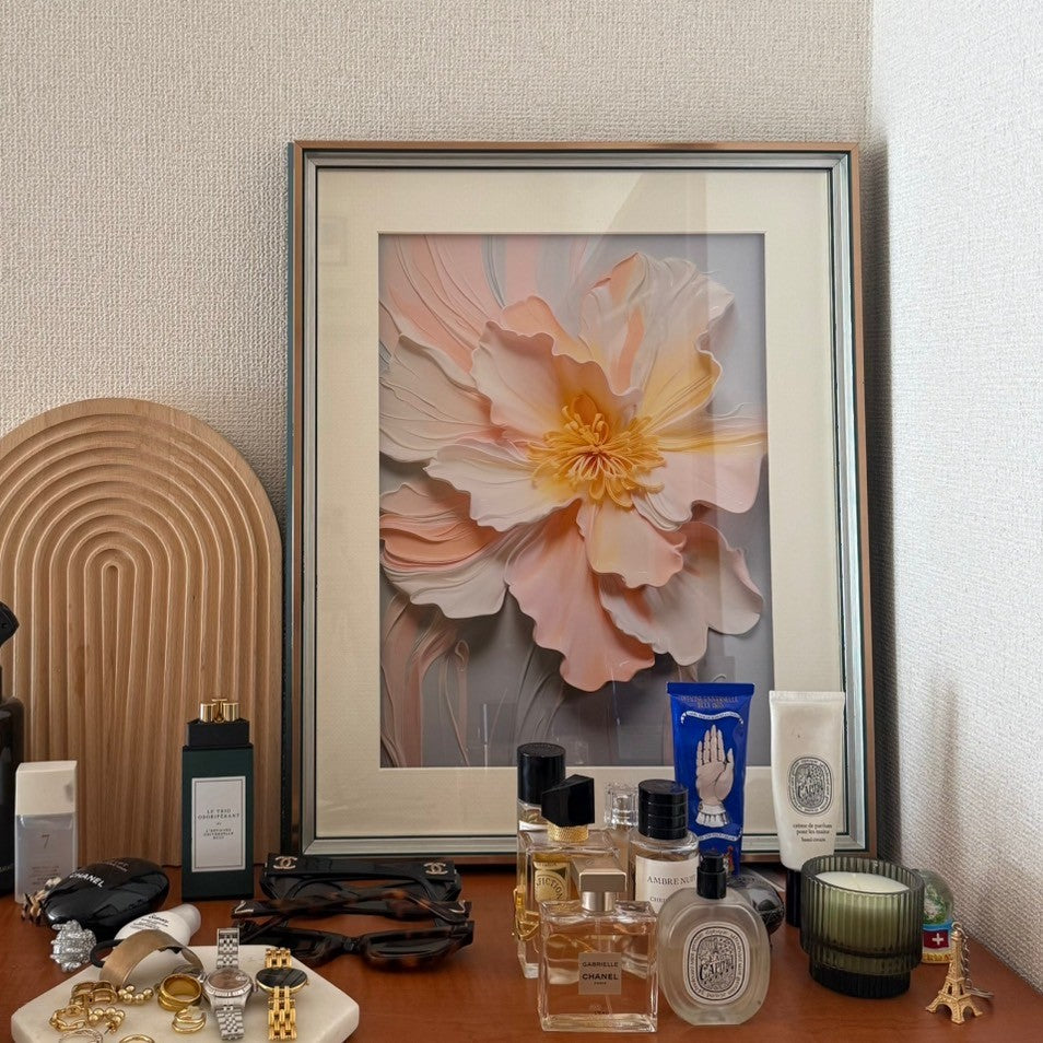 【即納】embossed flower poster & gold frame SET (41×51cm)
