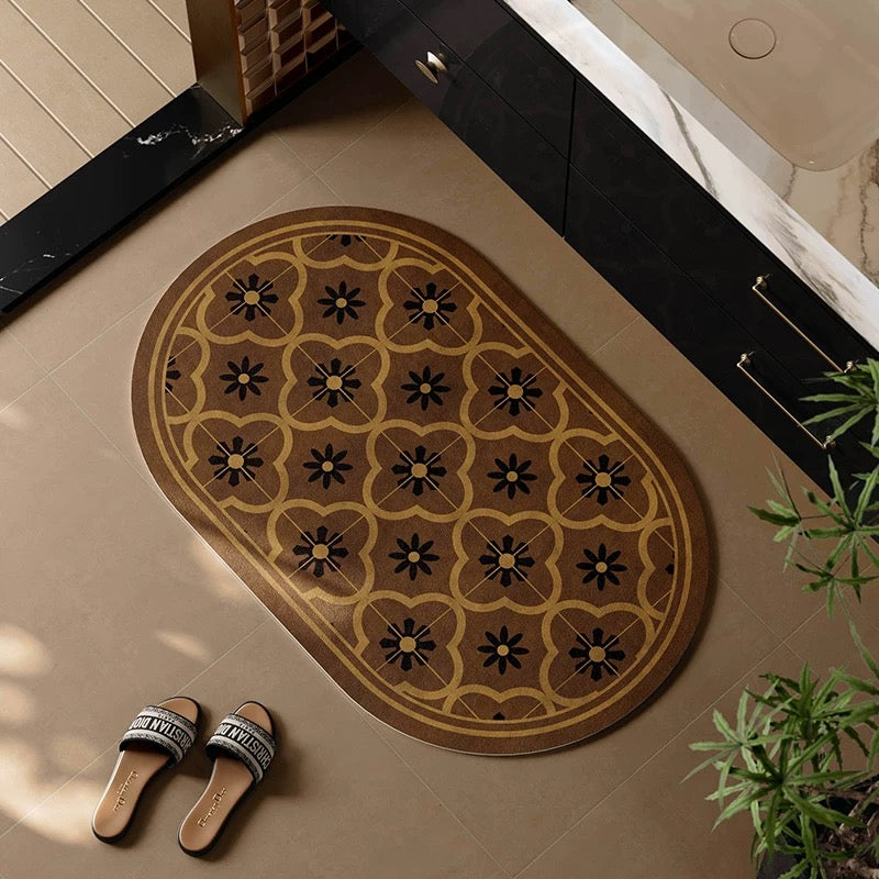 Terracotta Floral Tile bath mat (3colors)