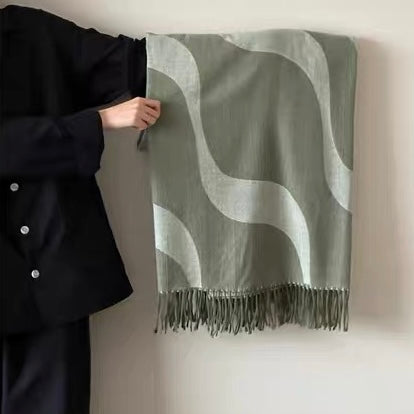wave fringe blanket (3color)