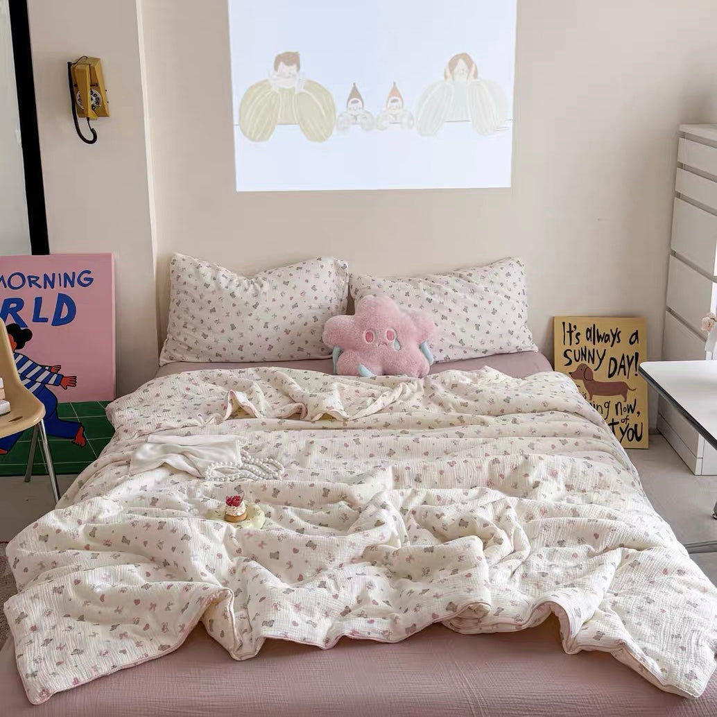 lovely quilt & pillow sheets set (4design)