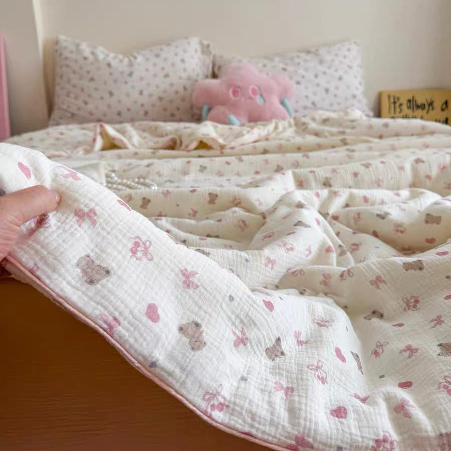 lovely quilt & pillow sheets set (4design)