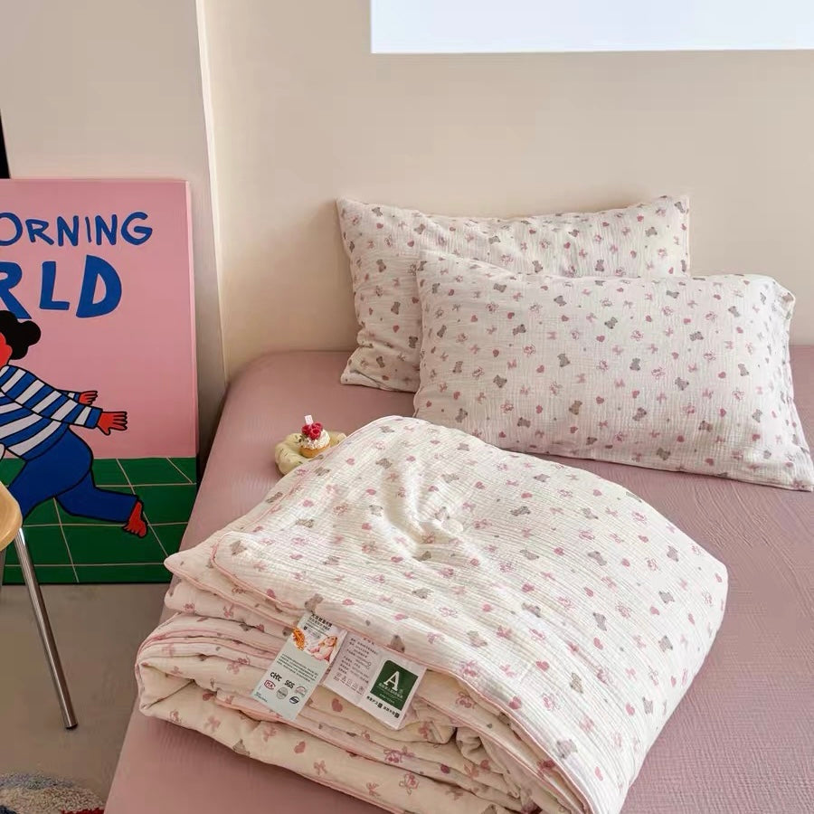 lovely quilt & pillow sheets set (4design)