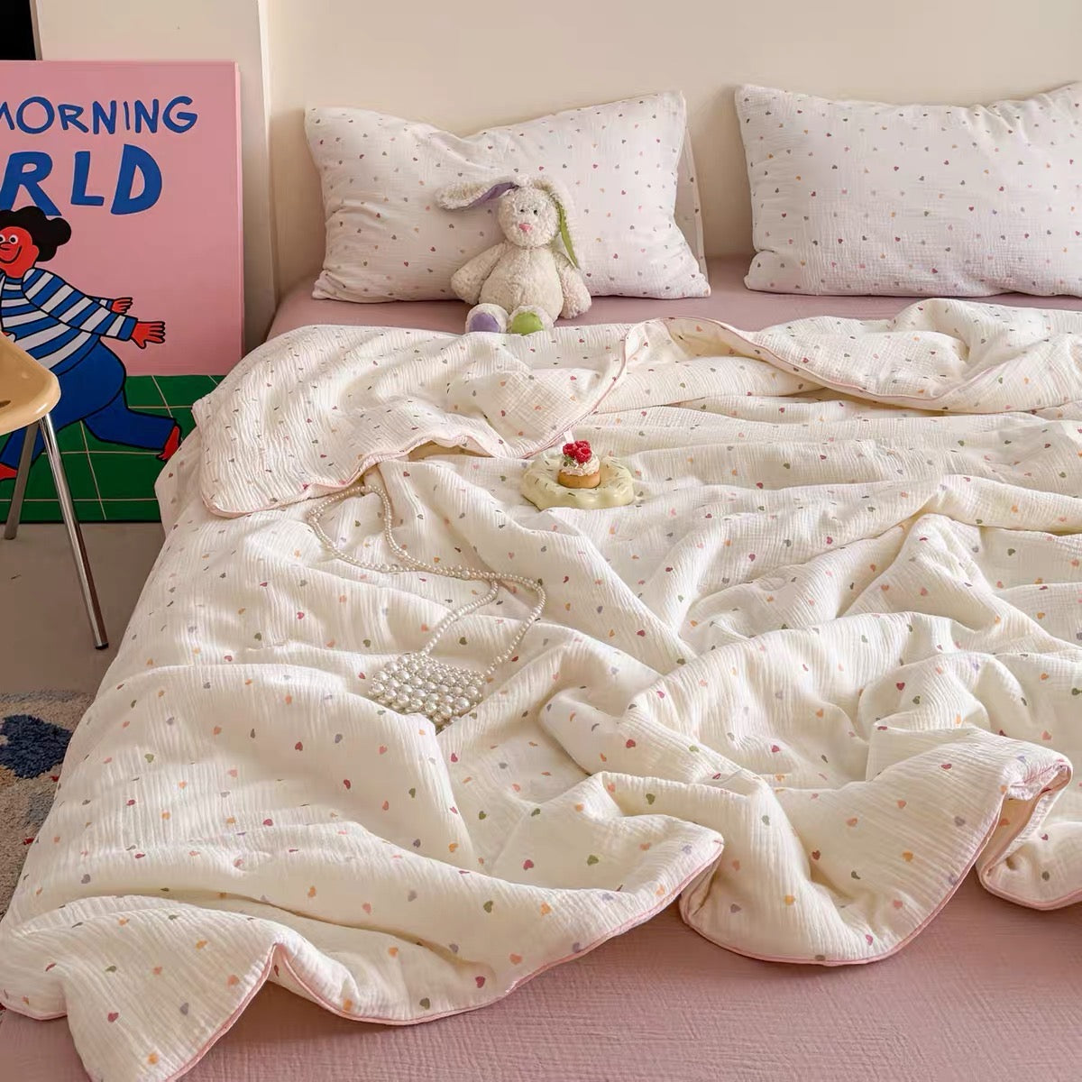 pretty quilt & pillow sheets set (4design)