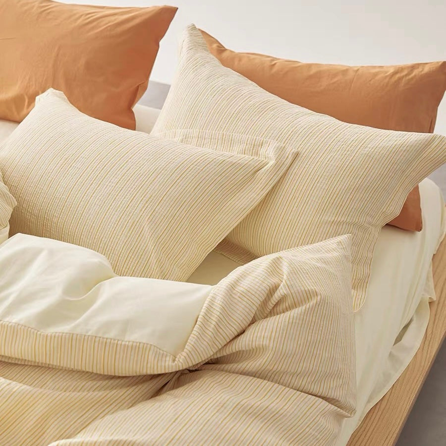 washed cotton stripe bedlinen set (3colors)