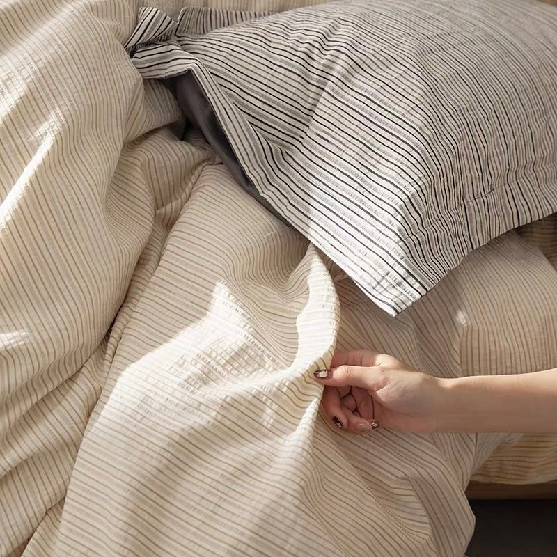 washed cotton stripe bedlinen set (3colors)