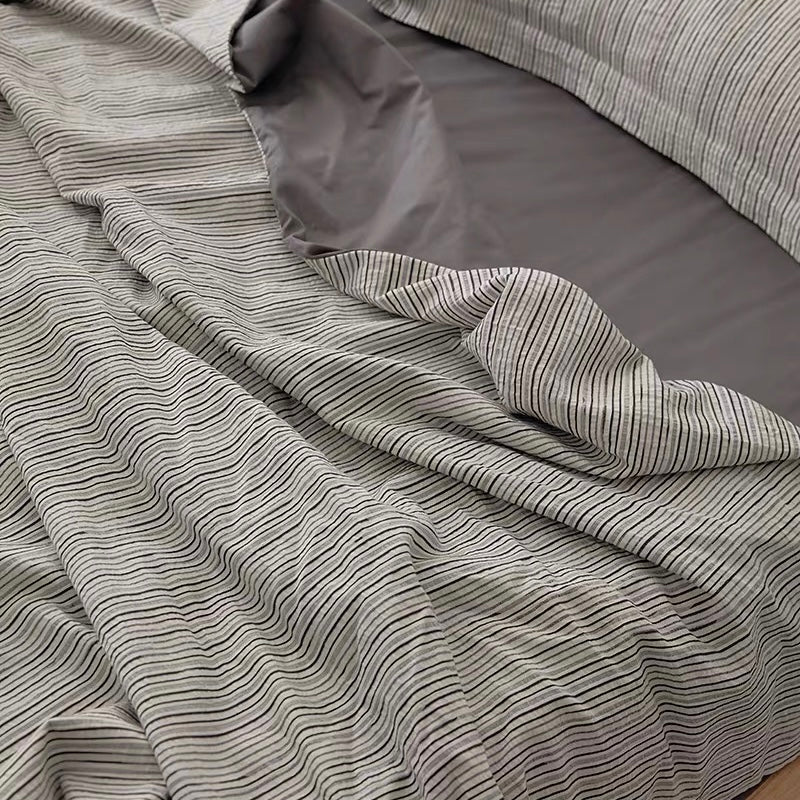 washed cotton stripe bedlinen set (3colors)