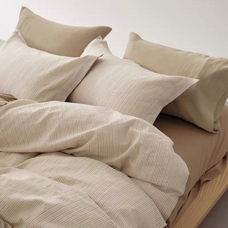 washed cotton stripe bedlinen set (3colors)