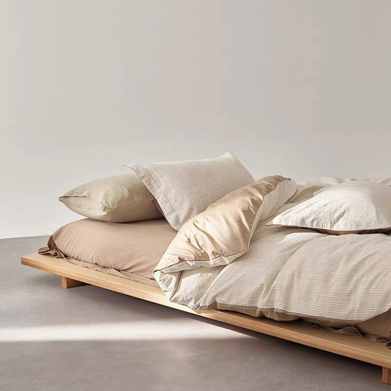 washed cotton stripe bedlinen set (3colors)
