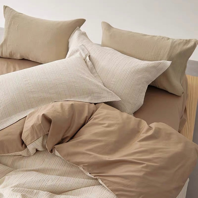 washed cotton stripe bedlinen set (3colors)