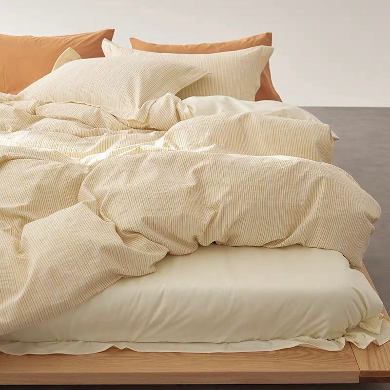 washed cotton stripe bedlinen set (3colors)
