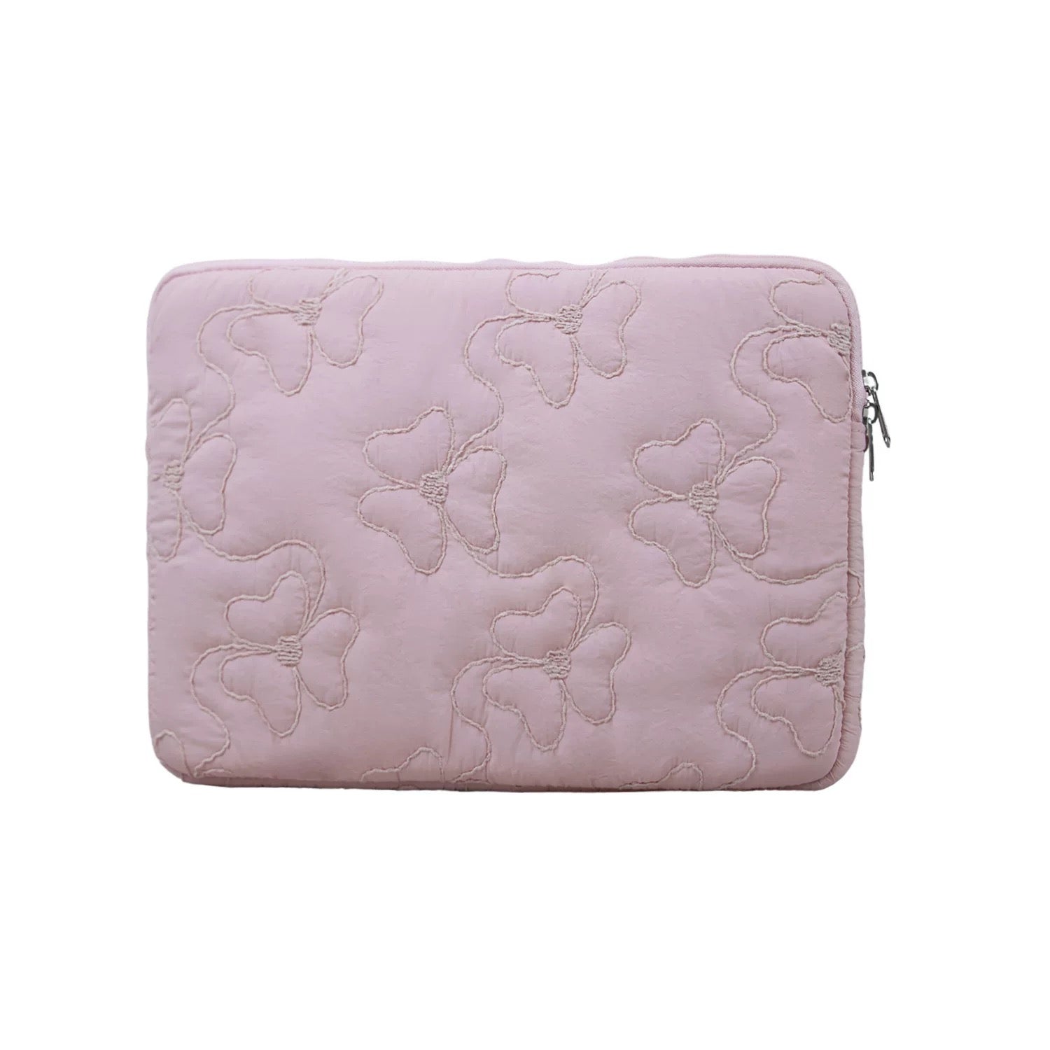 Puff Quilted Laptop with Floral Embroidery PC bag (5colors)