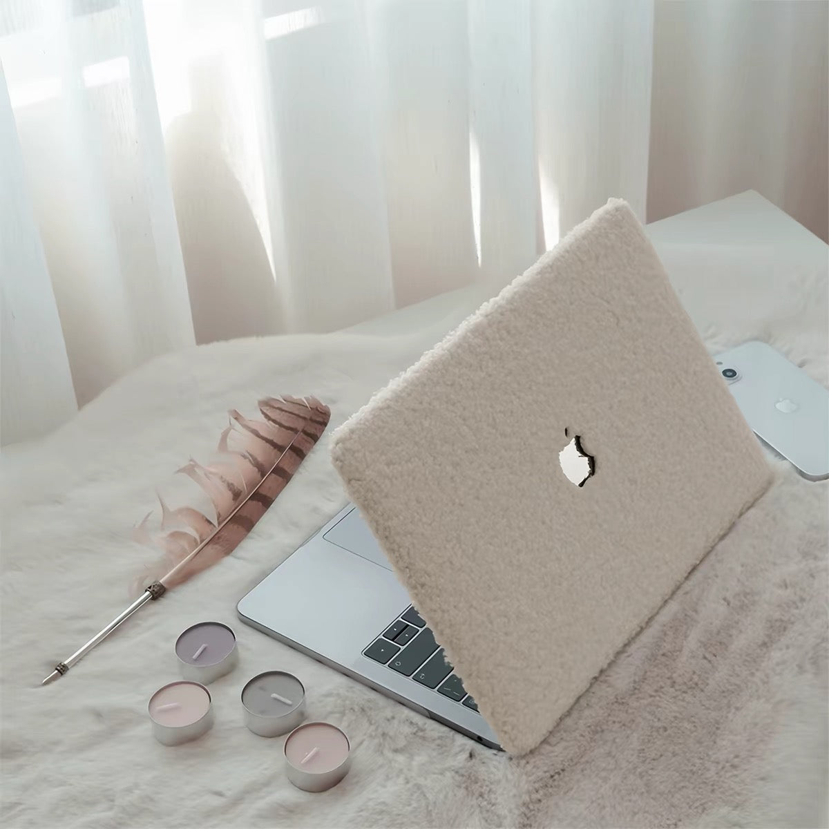 Cream White Teddy MacBook Case
