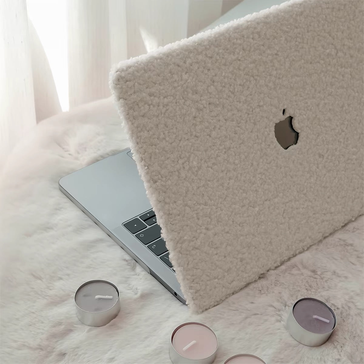 Cream White Teddy MacBook Case