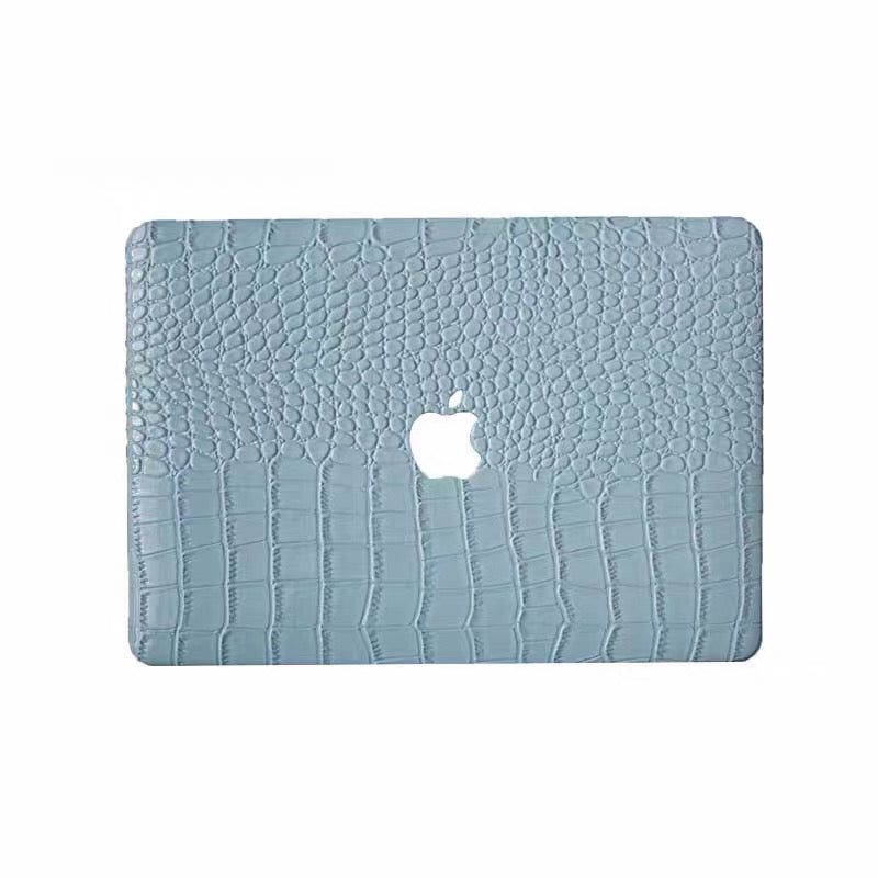 Croc-Embossed blue Leather MacBook Case