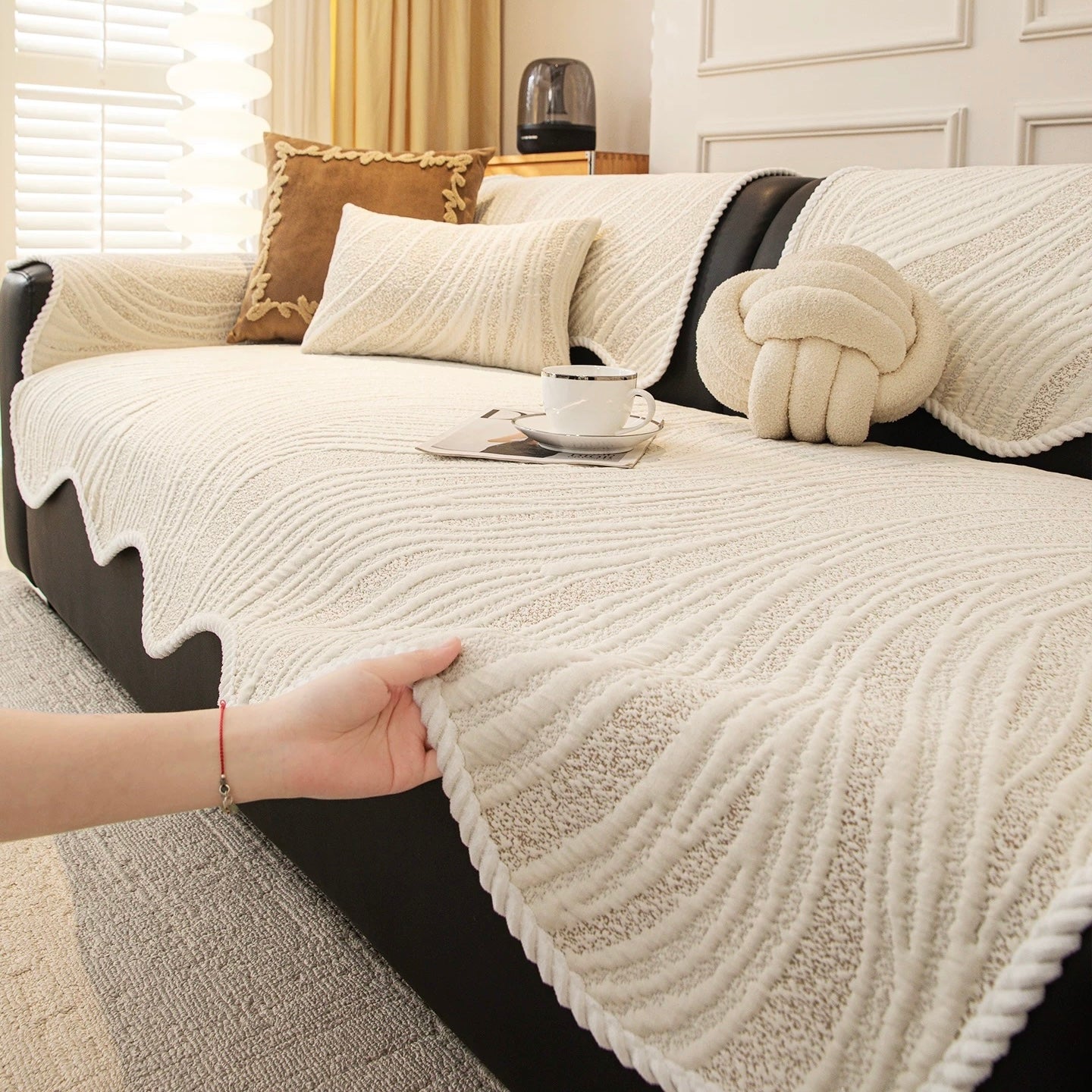 Creamy Wave Textured sofa cover (4colors)