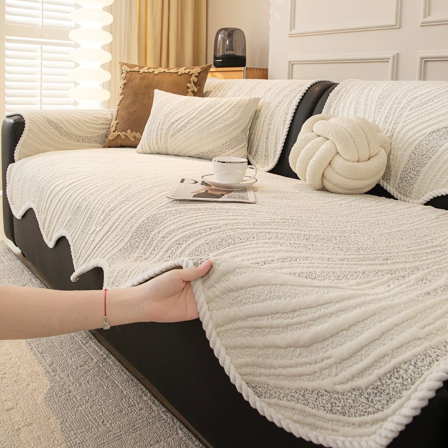 Creamy Wave Textured sofa cover (4colors)