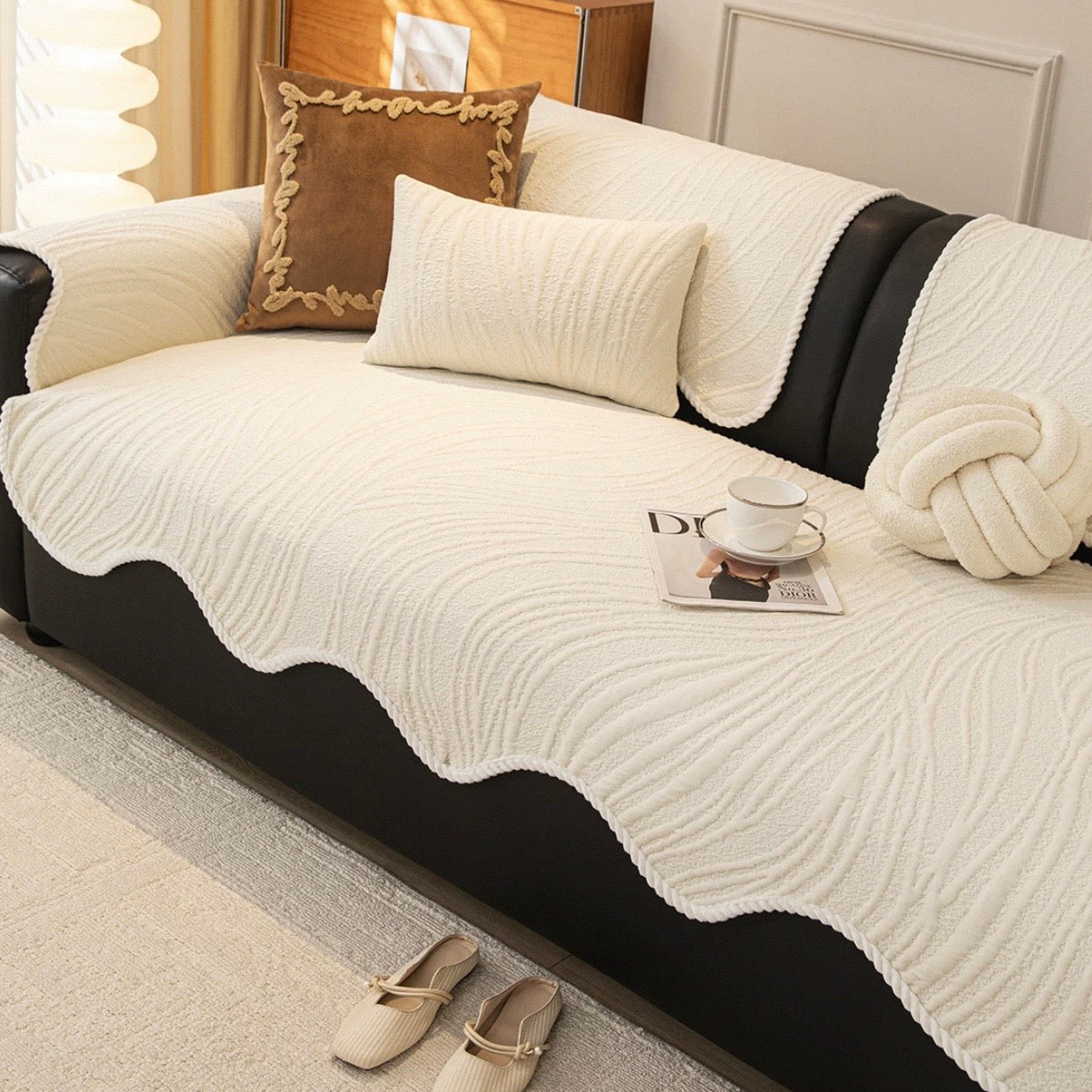 Creamy Wave Textured sofa cover (4colors)