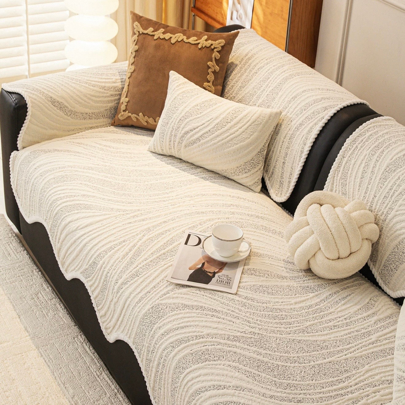 Creamy Wave Textured sofa cover (4colors)