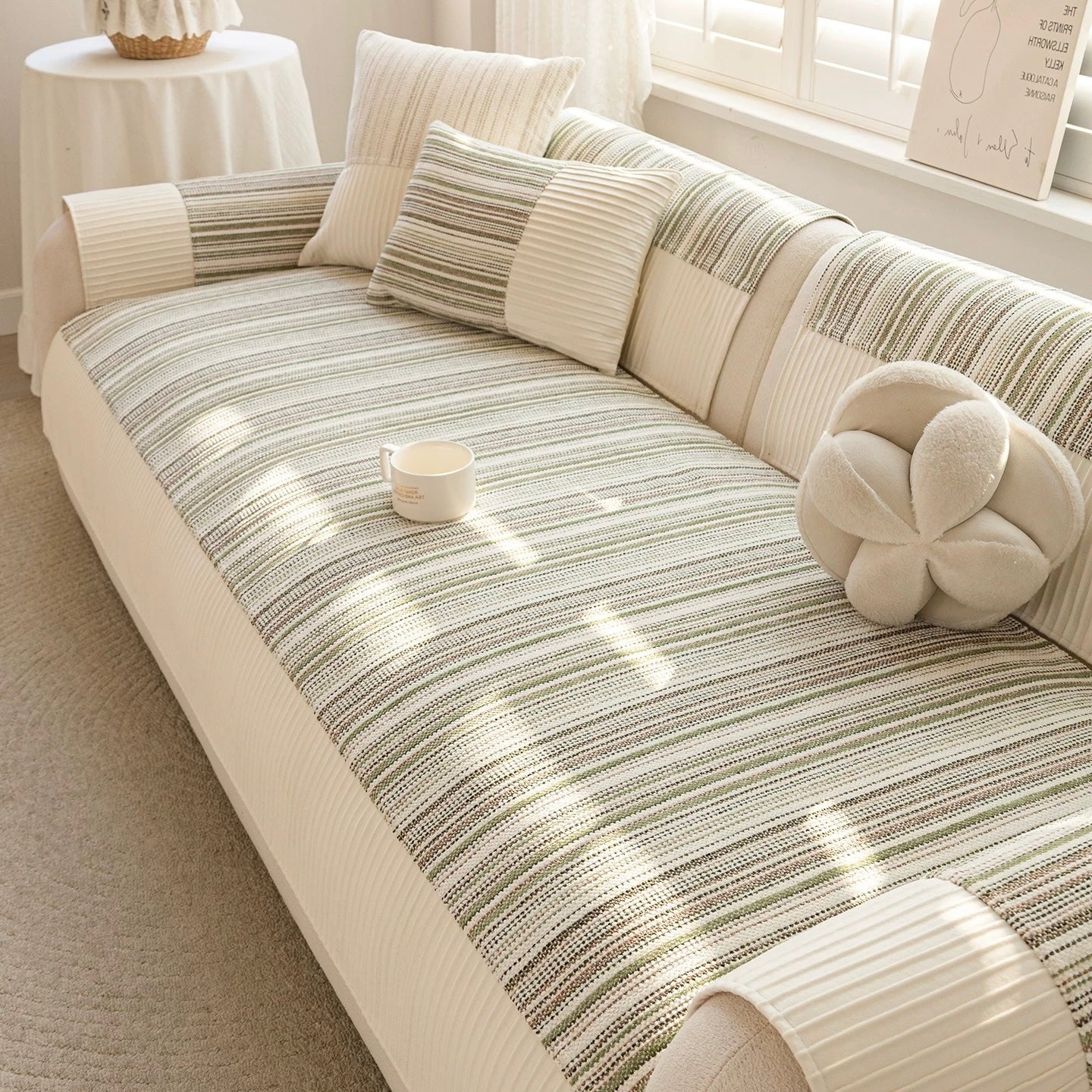 Natural Stripe Chenille sofa cover (4colors)
