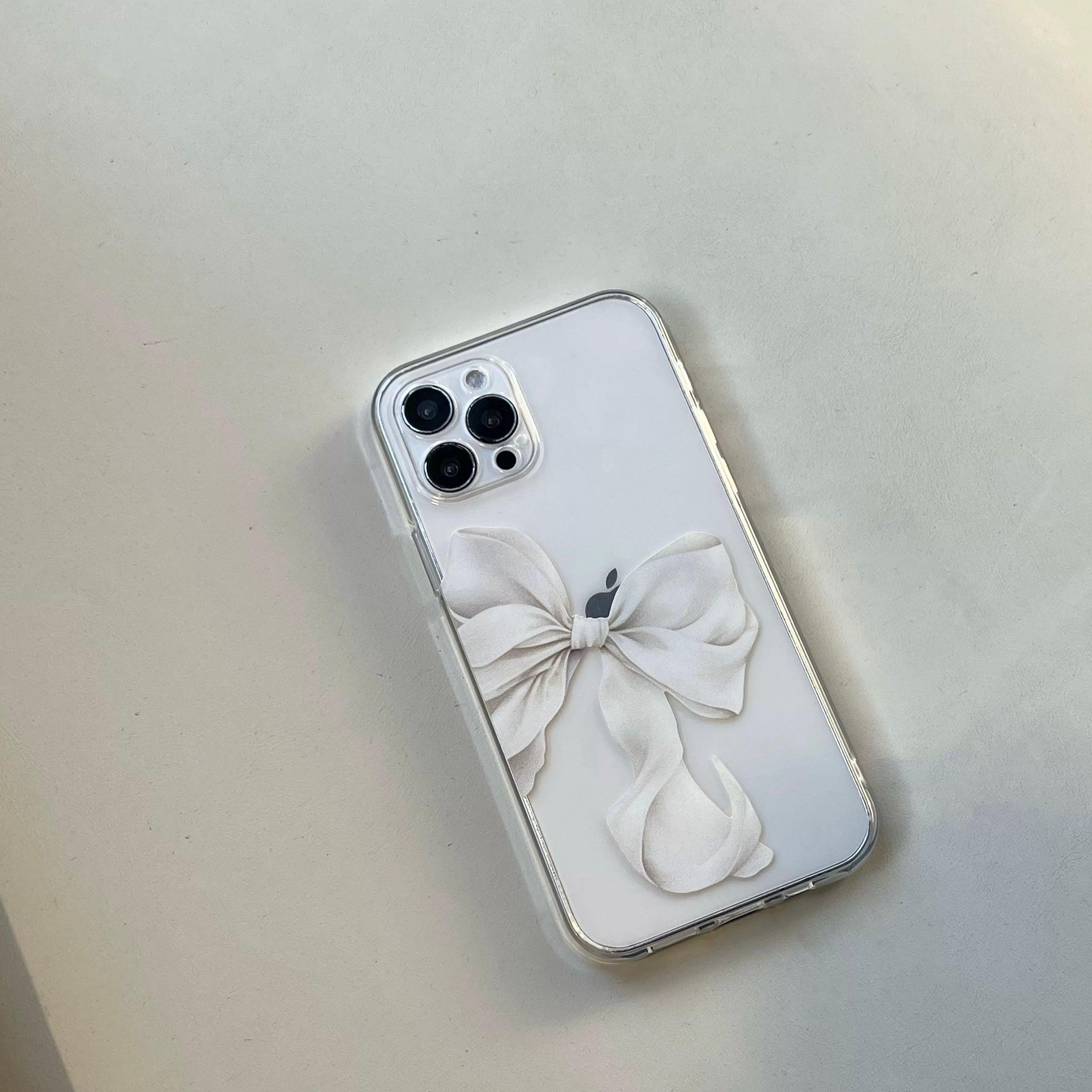 white ribbon clear iPhone case