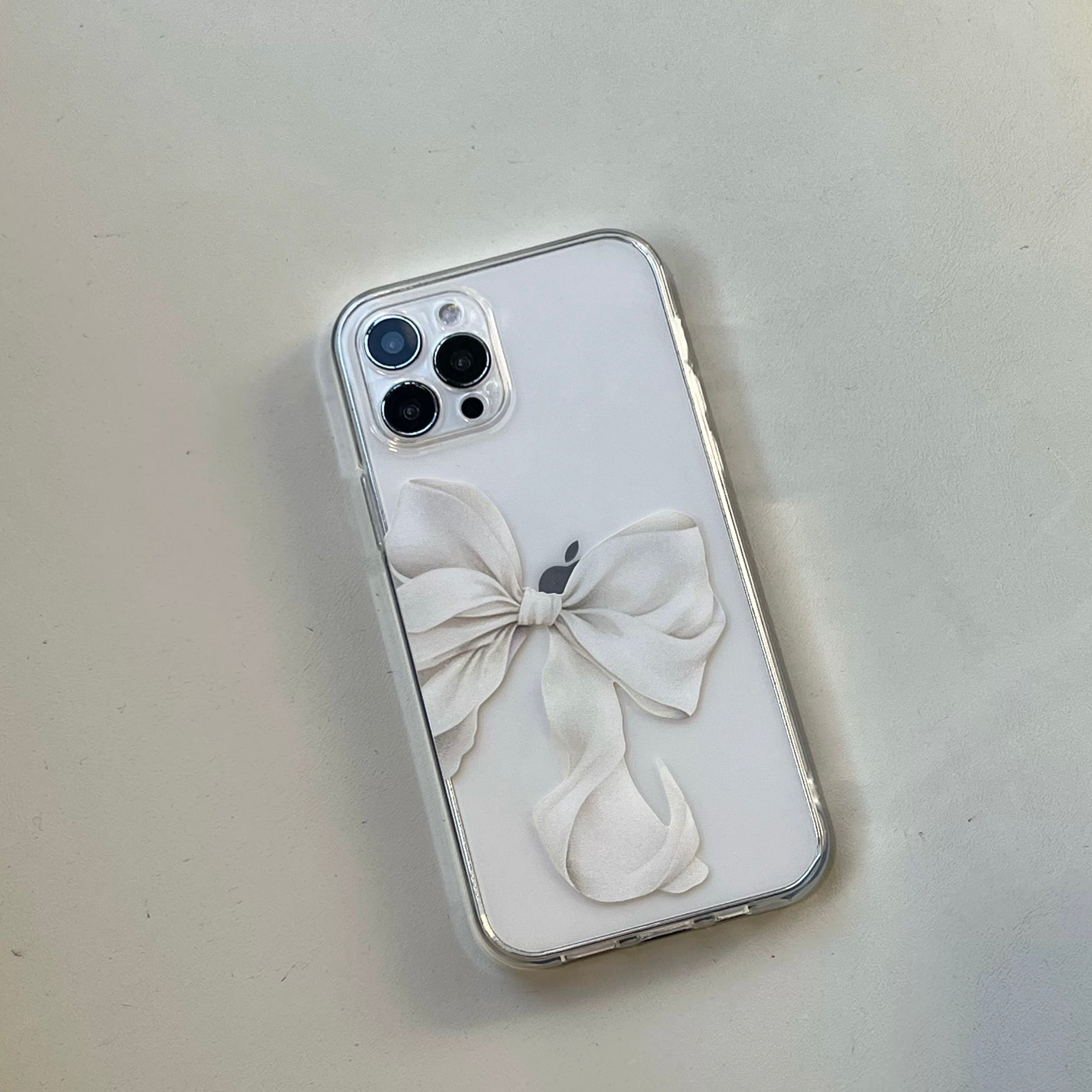 white ribbon clear iPhone case