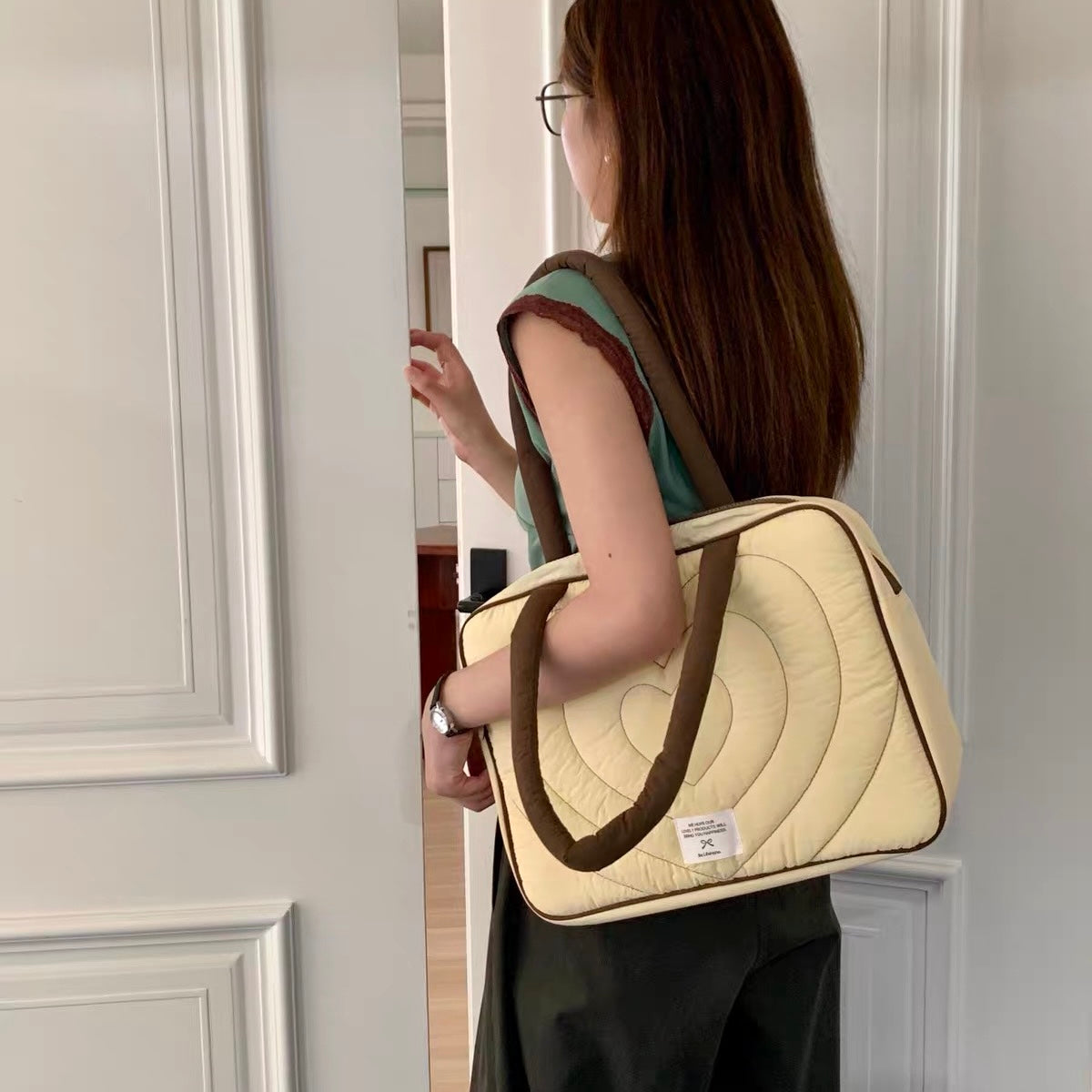 bicolor heart quilted PC bag (3colors)