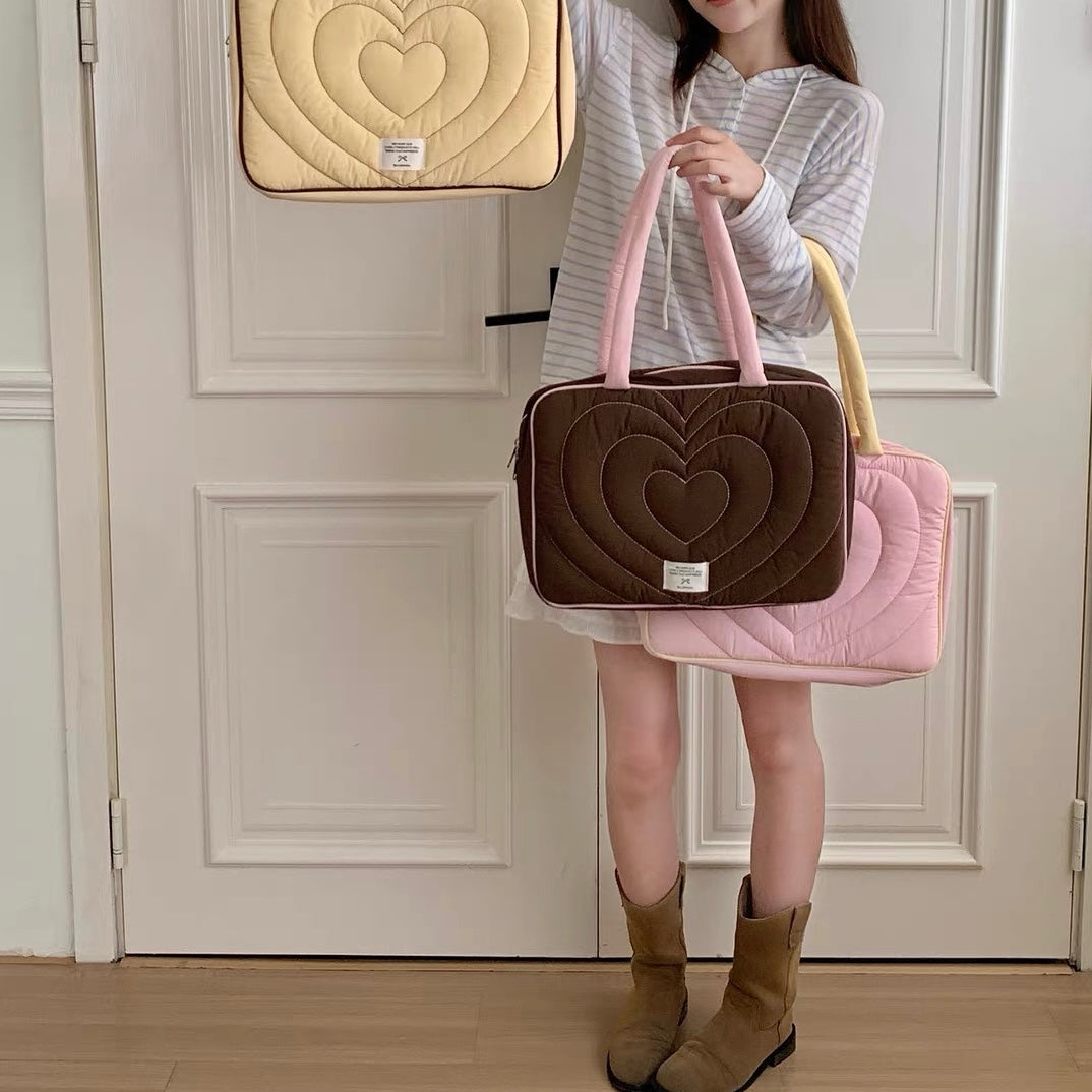 bicolor heart quilted PC bag (3colors)