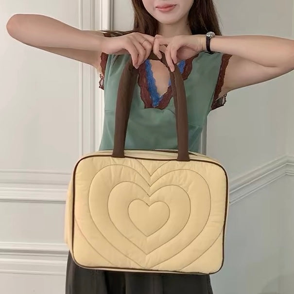 bicolor heart quilted PC bag (3colors)