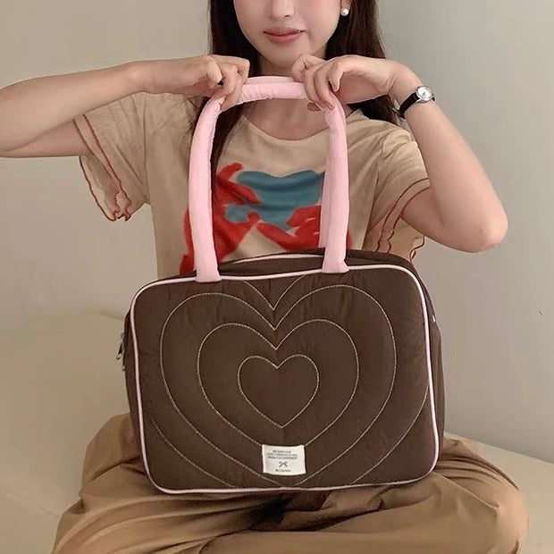 bicolor heart quilted PC bag (3colors)