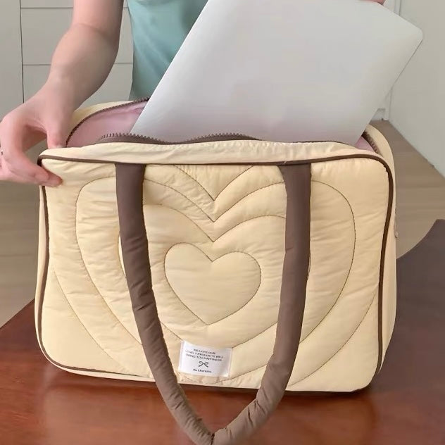 bicolor heart quilted PC bag (3colors)