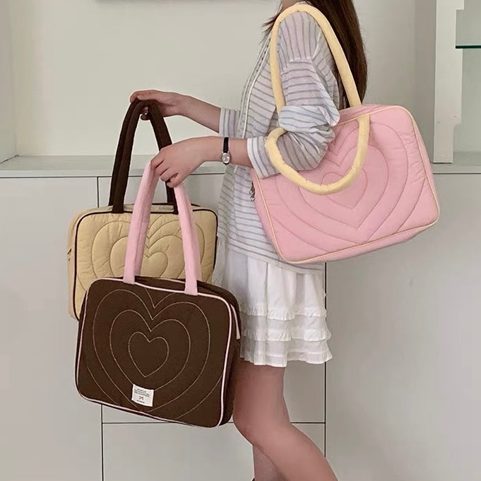 bicolor heart quilted PC bag (3colors)