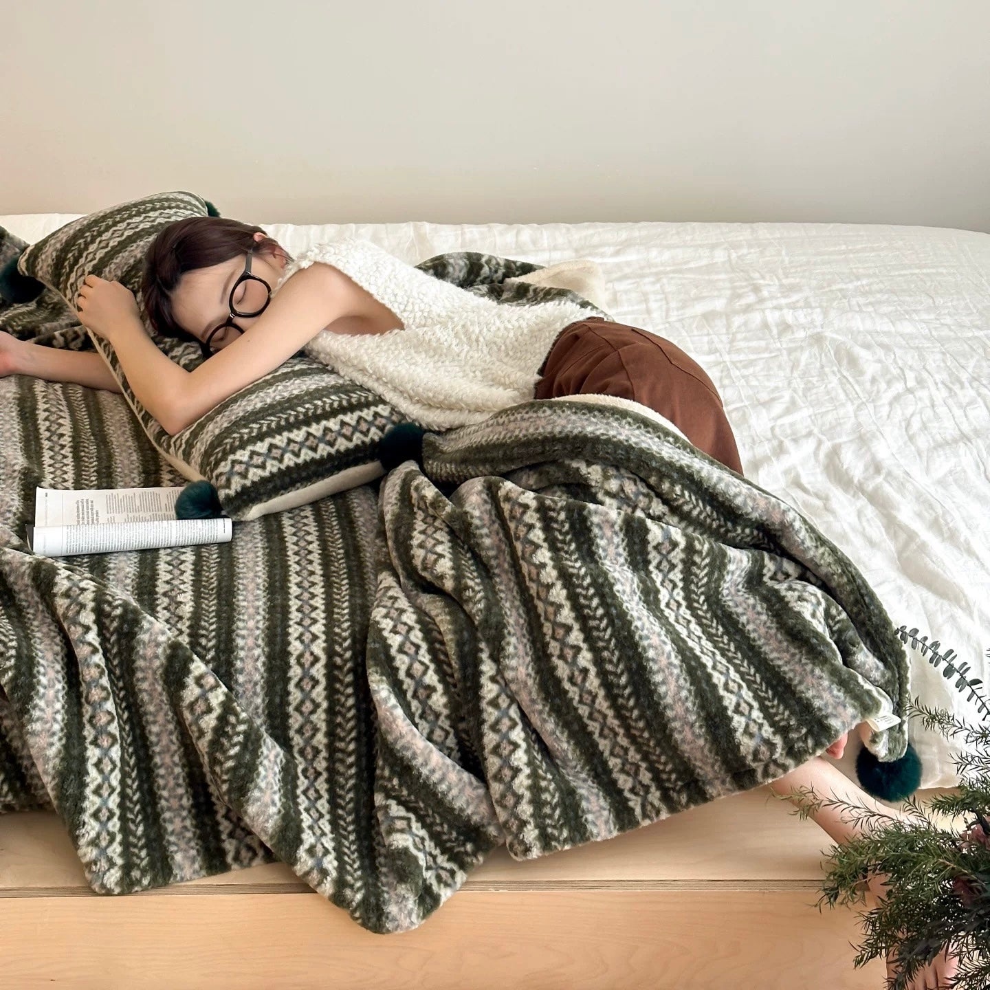 Winter Cabin Sherpa Fleece blanket (3colors)