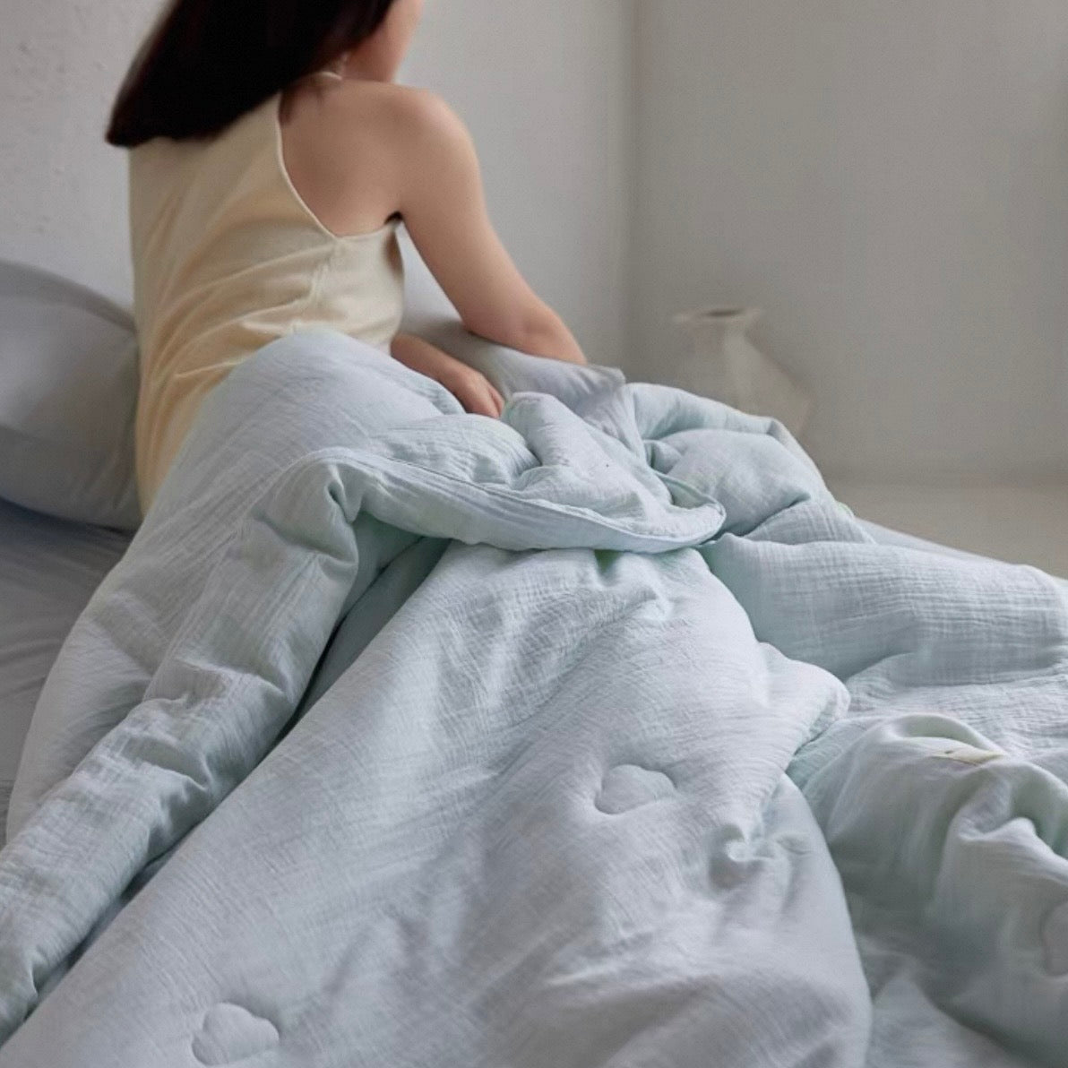 pastel cloud quilt & pillow sheets set (5colors)