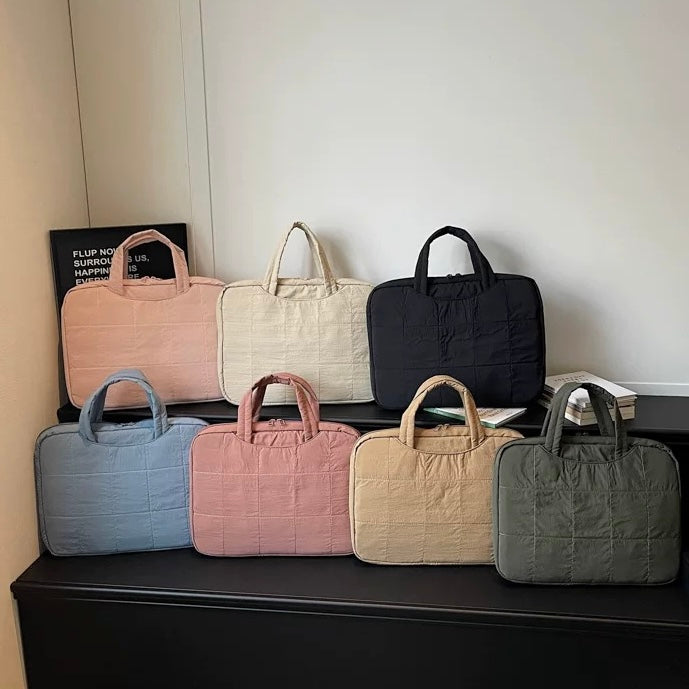 Puffy Quilted Laptop Tote PC bag (7colors)