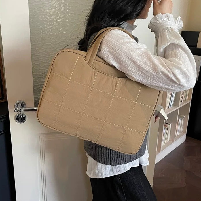 Puffy Quilted Laptop Tote PC bag (7colors)