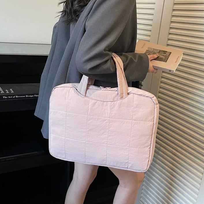 Puffy Quilted Laptop Tote PC bag (7colors)