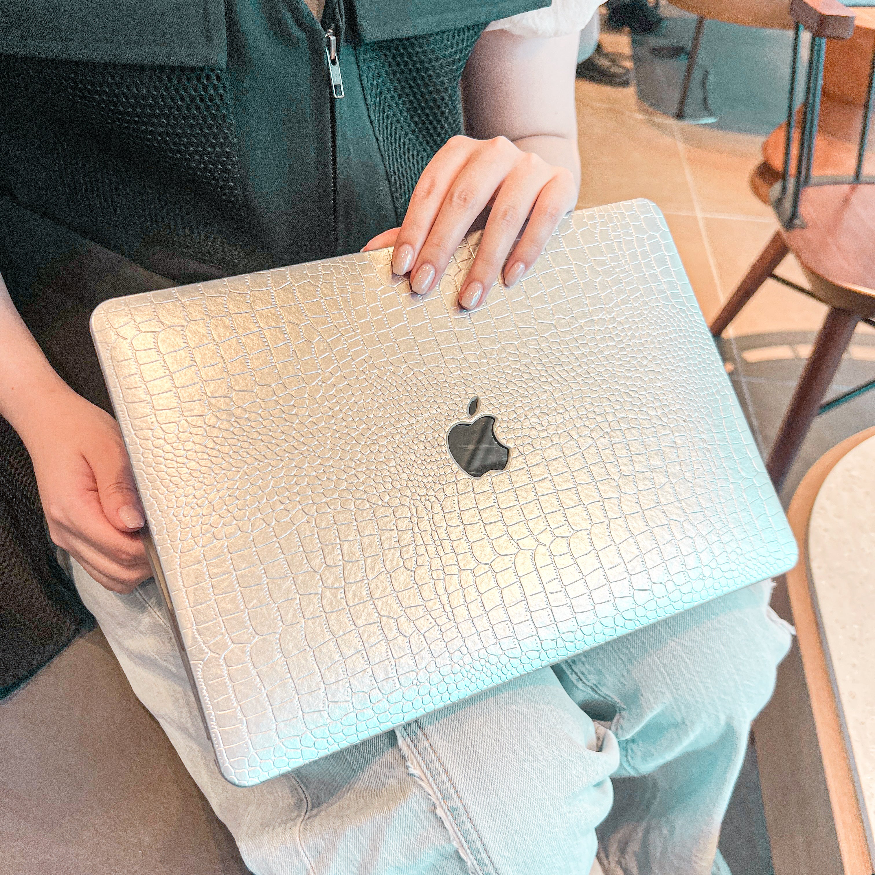 silver crocodile MacBook case