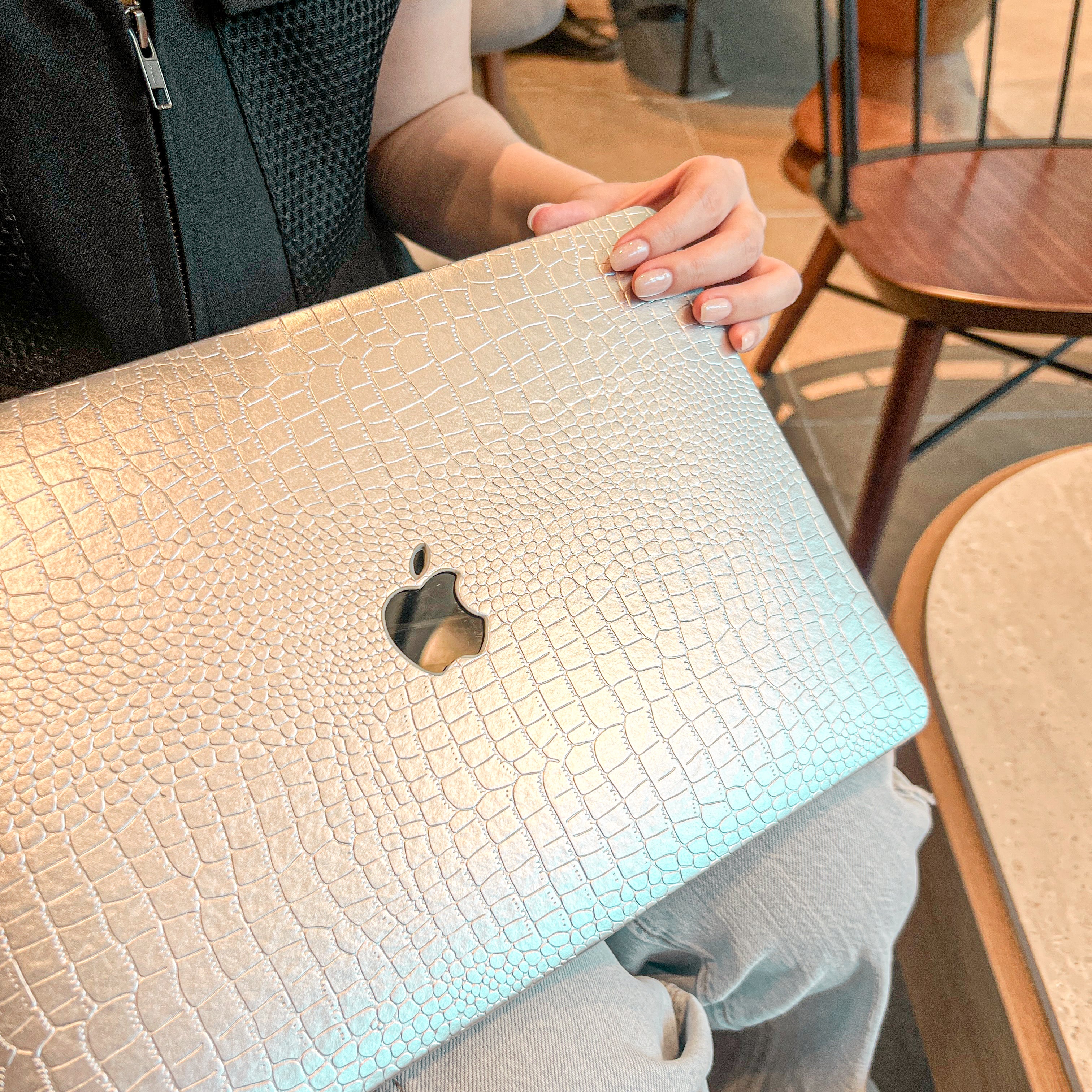 silver crocodile MacBook case