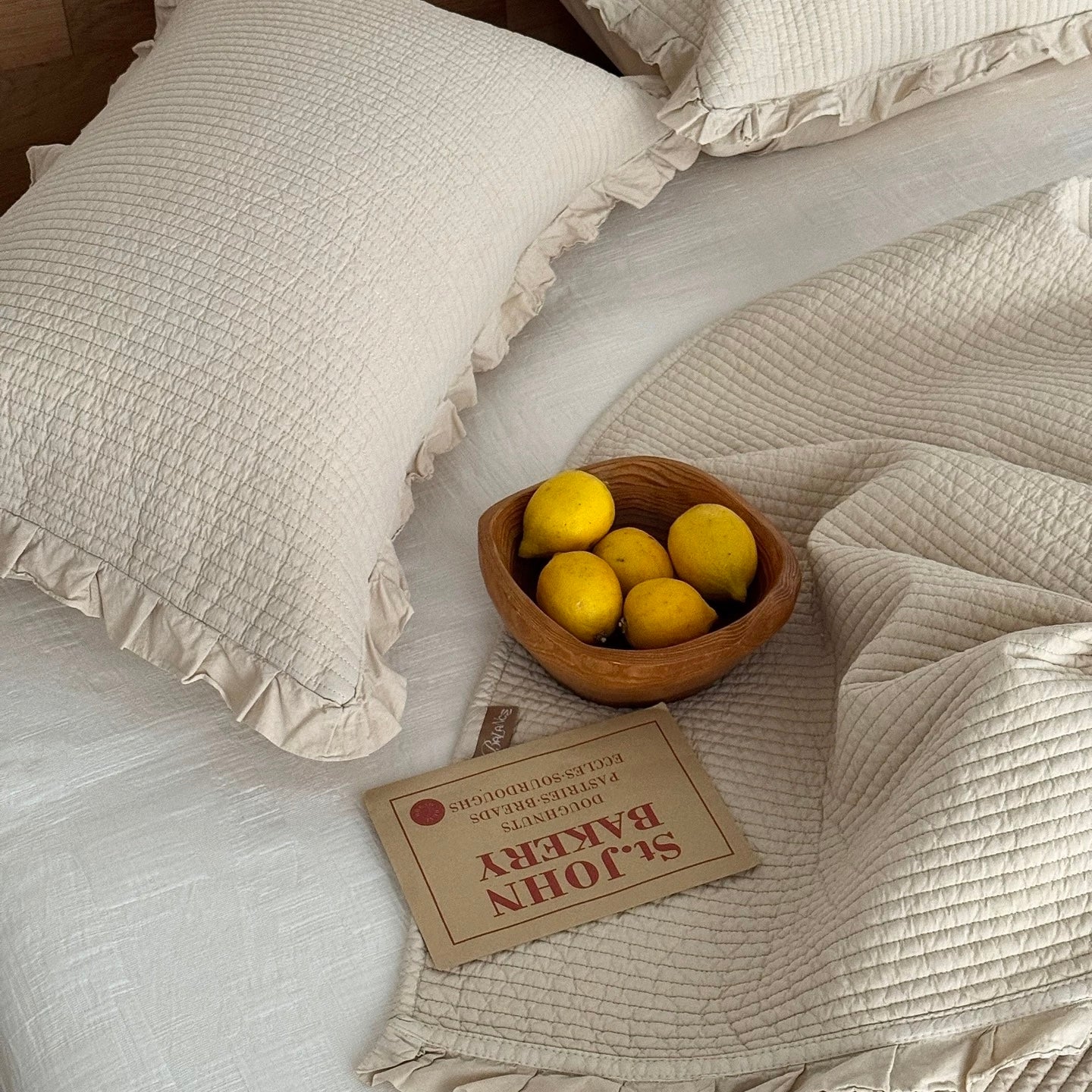 Ruffle Edge Washed Cotton quilt & pillow sheets set (4color)