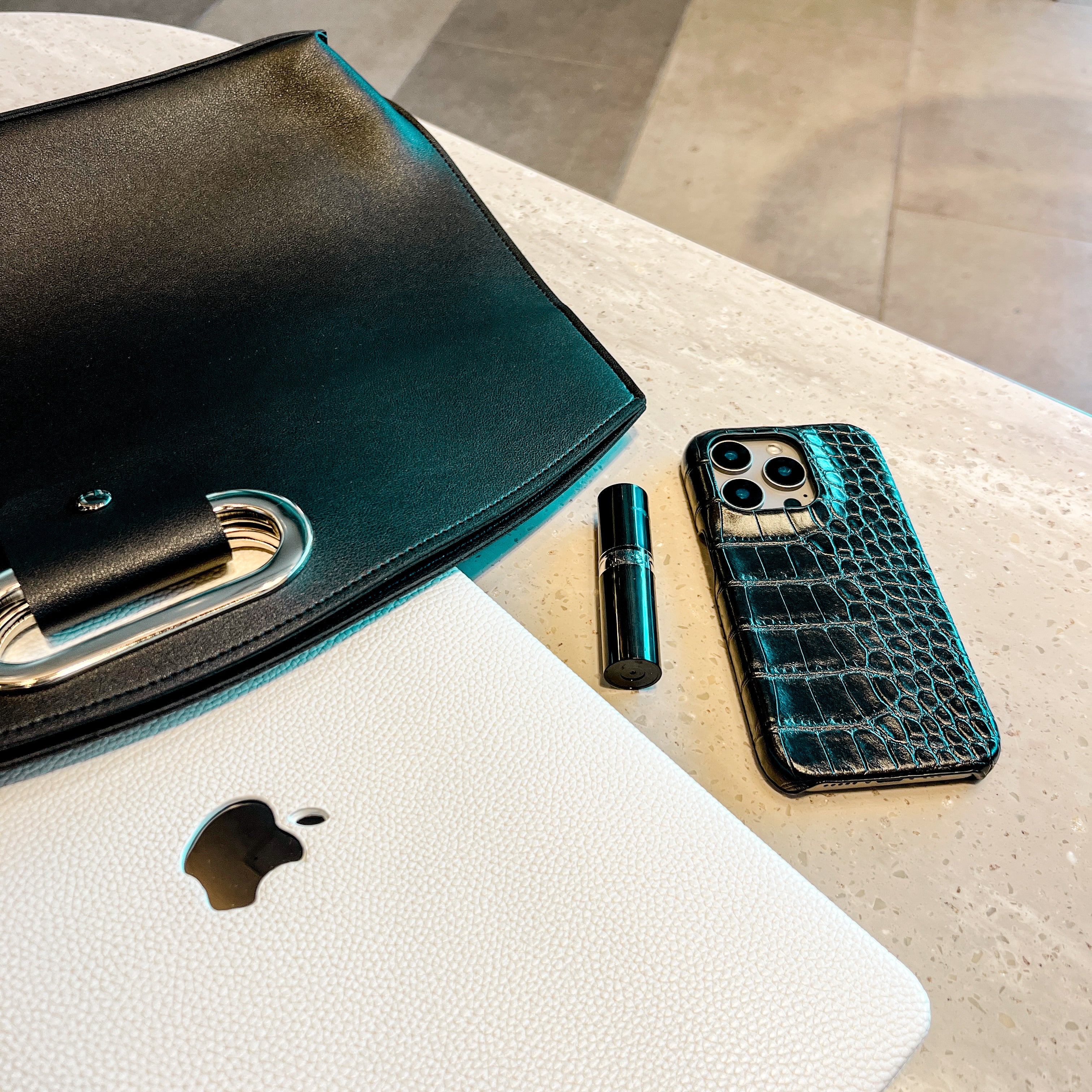 Black Elegant Croc Embossed iphone Case