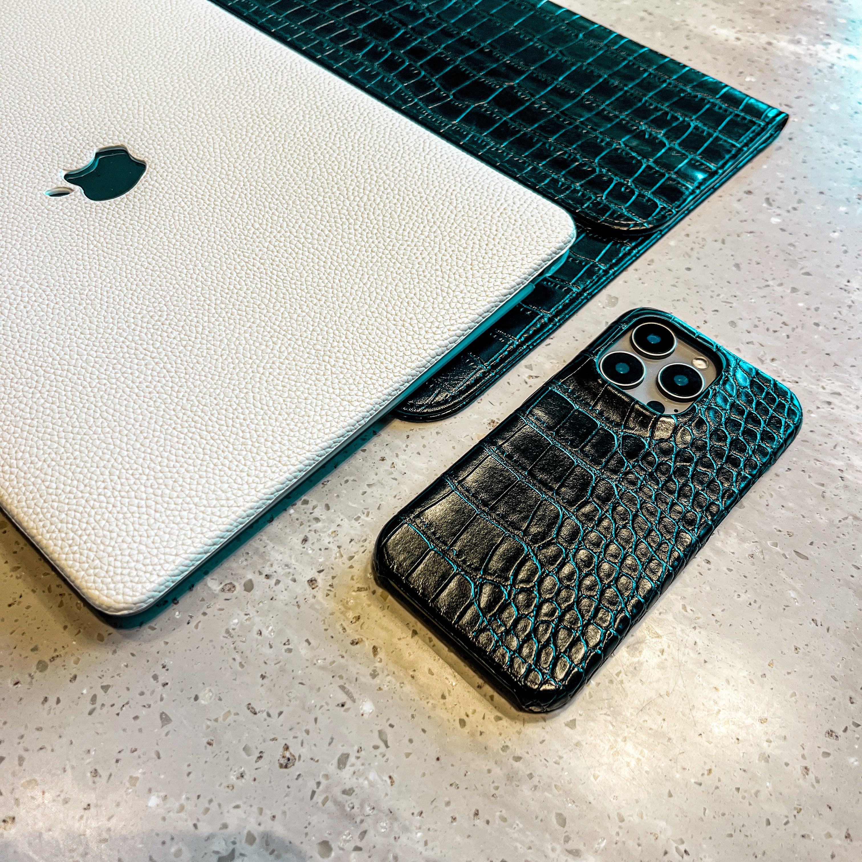 Black Elegant Croc Embossed iphone Case