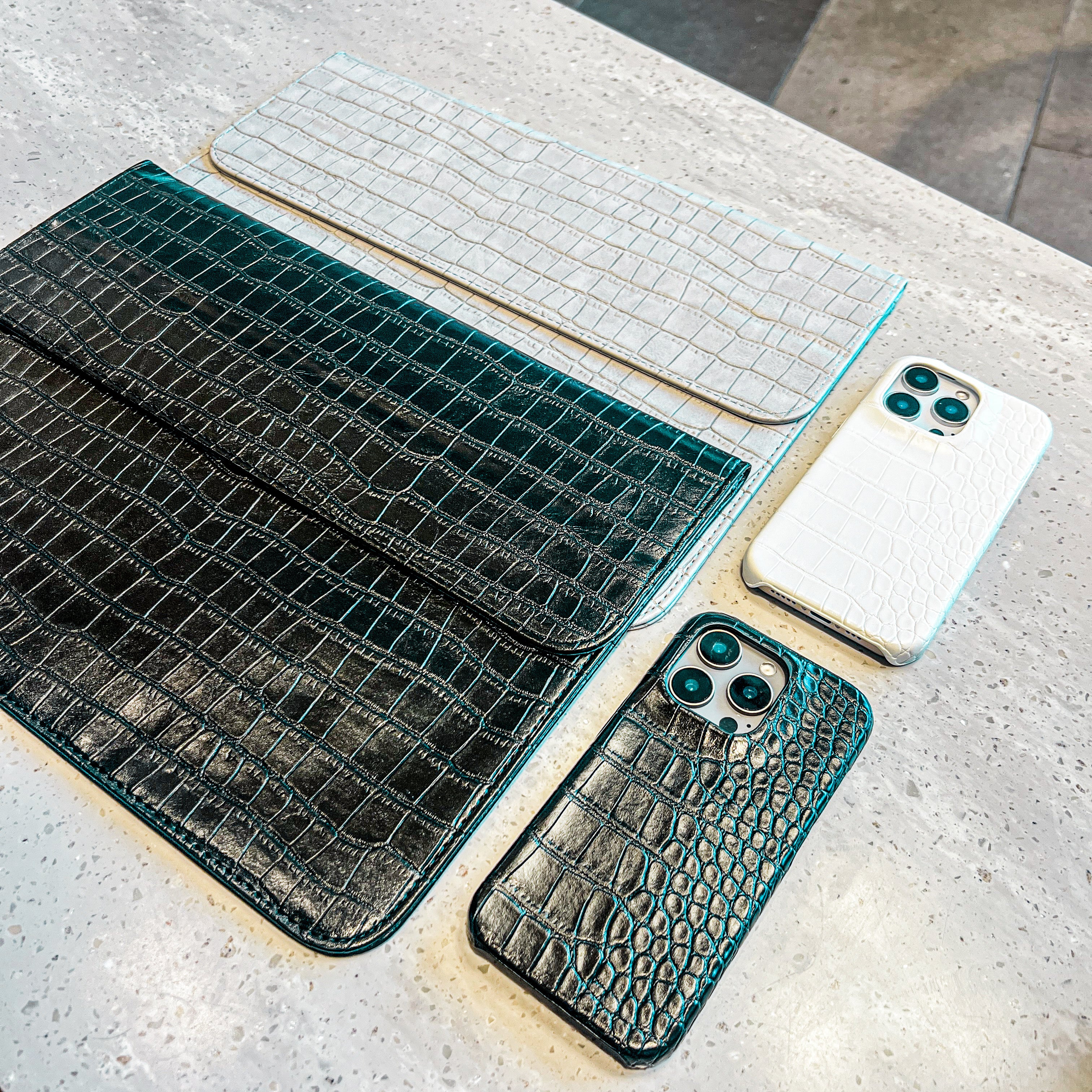 Black Elegant Croc Embossed iphone Case