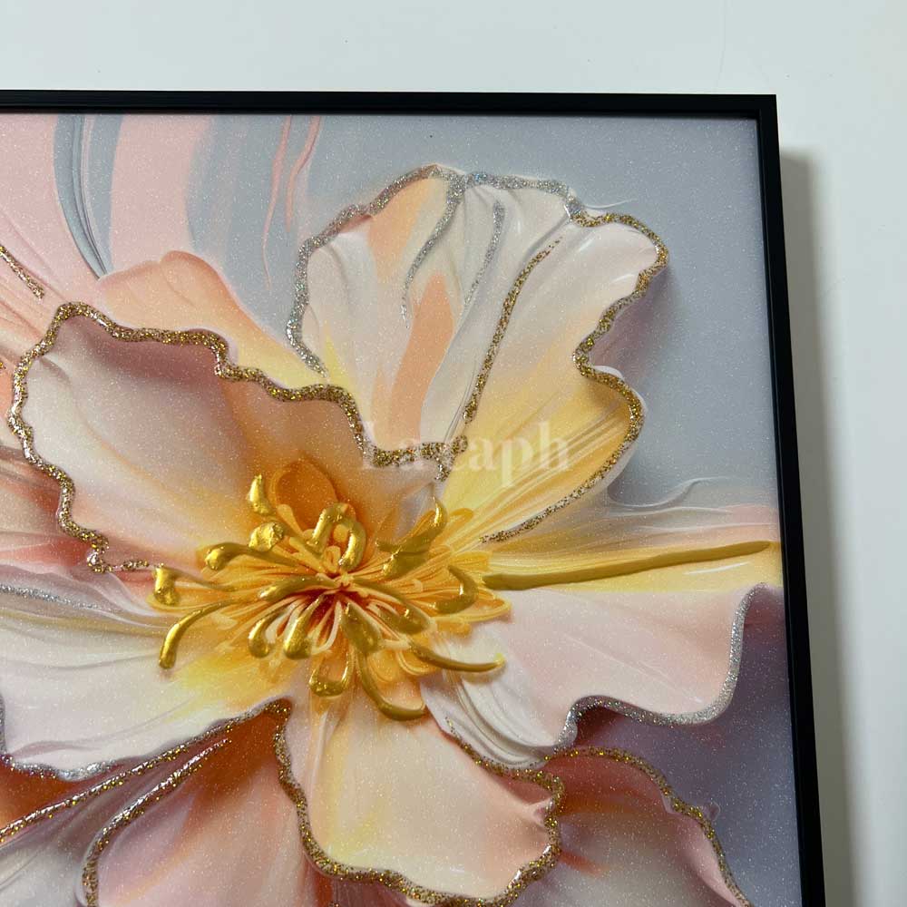 【即納】embossed flower glitter poster & frame SET (31×36cm)