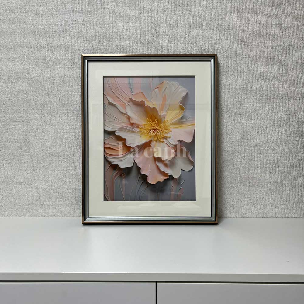 【即納】embossed flower poster & gold frame SET (41×51cm)