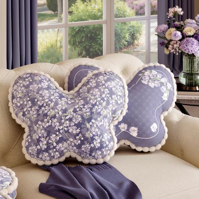 Purple Campanula butterfly cushion