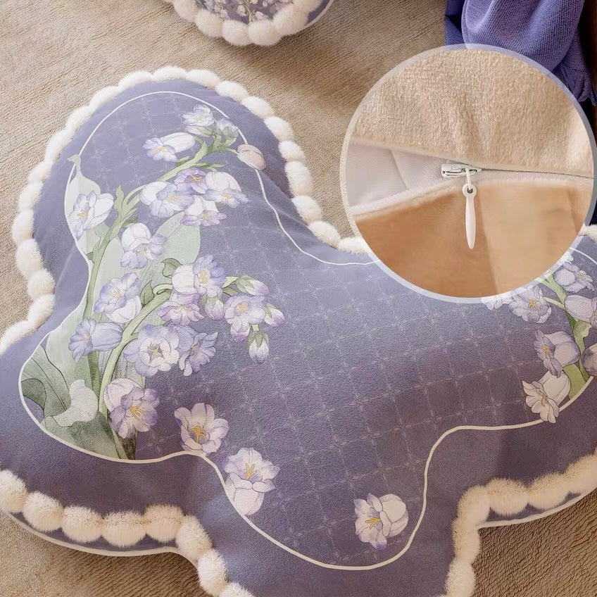 Purple Campanula butterfly cushion
