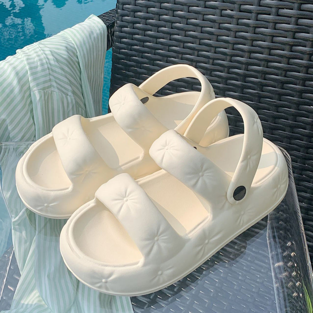 3color button rubber room shoes